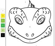 Coloriage T&ecirc;te de l&eacute;zard num&eacute;rot&eacute; de 1-6