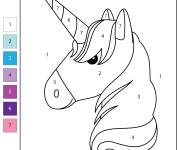 Coloriage T&ecirc;te de Licorne facile par num&eacute;ro
