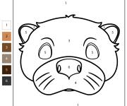 Coloriage T&ecirc;te de Loutre num&eacute;rot&eacute; de 1-6