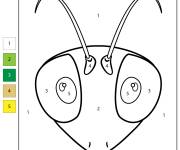 Coloriage T&ecirc;te de mante religieuse par num&eacute;ro de 1-5