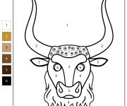 Coloriage T&ecirc;te de Minotaure num&eacute;rot&eacute; de 1-6