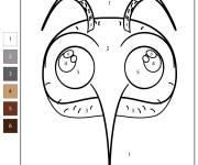 Coloriage T&ecirc;te de moustique num&eacute;rot&eacute; de 1-6