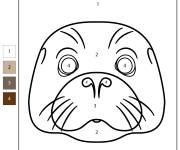 Coloriage T&ecirc;te de Phoque num&eacute;rot&eacute; pour enfants
