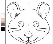 Coloriage T&ecirc;te de rat maternelle par num&eacute;ro de 1-4