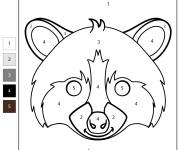 Coloriage T&ecirc;te de raton laveur facile num&eacute;rot&eacute; de 1-5