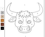 Coloriage T&ecirc;te de taureau par num&eacute;ro