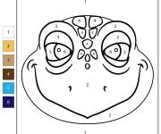 Coloriage T&ecirc;te de tortue num&eacute;rot&eacute; de 1-6