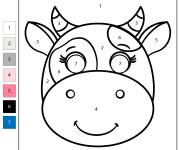 Coloriage T&ecirc;te de vache facile num&eacute;rot&eacute;