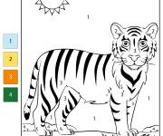 Coloriage Tigre par num&eacute;ro facile