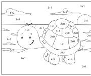 Coloriage Tortue en addition par num&eacute;ro