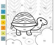 Coloriage Tortue en division par num&eacute;ro