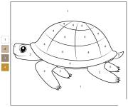 Coloriage Tortue en maternelle par num&eacute;ro