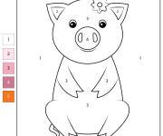 Coloriage Truie mignonne par num&eacute;ro