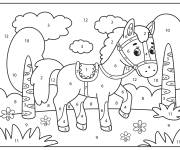 Coloriage Un cheval en arri&egrave;re des arabes par num&eacute;ro