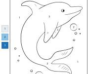 Coloriage et dessins gratuit Un dauphin mamal par num&eacute;ro à imprimer