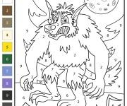 Coloriage Un loup-garou l&eacute;gendaire par num&eacute;ro