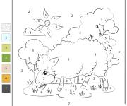 Coloriage Un mouton dans la pr&eacute; par num&eacute;ro