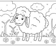 Coloriage Un mouton joyeux par num&eacute;ro
