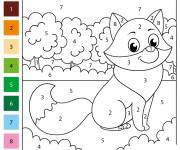 Coloriage Un renard aimable de foret par num&eacute;ro
