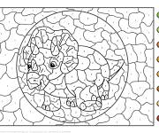 Coloriage Un Triceratope par num&eacute;ro