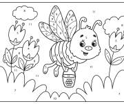 Coloriage une belle abeille a vol par num&eacute;ro