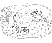 Coloriage Vache drole en ligne par num&eacute;ro