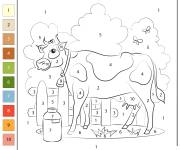 Coloriage Vache et du lait par num&eacute;ro