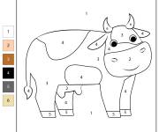 Coloriage Vache num&eacute;rot&eacute; de 1-6