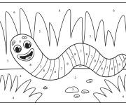 Coloriage Ver avec visage heureux pour enfants
