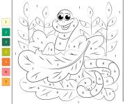Coloriage Ver mignon num&eacute;rot&eacute; de 1-7