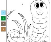 Coloriage Ver style dessin anim&eacute;e num&eacute;rot&eacute;