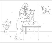 Coloriage V&eacute;t&eacute;rinaire traite le chien num&eacute;rot&eacute;