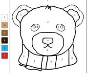 Coloriage Visage d'ours en peluche num&eacute;rot&eacute;