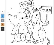 Coloriage Vote d'&eacute;l&eacute;phant et d'&acirc;ne par num&eacute;ro