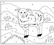 Coloriage Vue d'un Agneau cp par num&eacute;ro