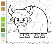 Coloriage Yak kawaii par num&eacute;ro