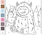 Coloriage Y&eacute;ti adorable num&eacute;rot&eacute; de 1-8
