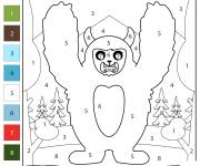 Coloriage Yeti animal l&eacute;gendaire par num&eacute;ro
