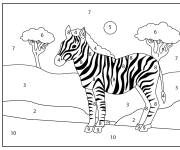 Coloriage Z&egrave;bre d&eacute;cor&eacute; de la Jungle num&eacute;rot&eacute;