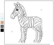Coloriage Z&egrave;bre maternelle par num&eacute;ro