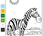 Coloriage Z&egrave;bre style cartoon num&eacute;rot&eacute;