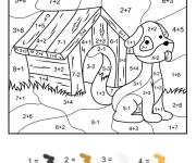 Coloriage Magique CE1 chien devant sa niche