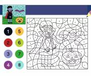 Coloriage magique CE1 d'un vampire pour Halloween