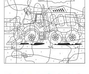 Coloriage Magique CE1 de camion dans le chantier
