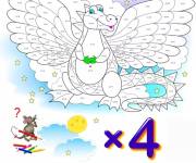 Coloriage Magique CE1 de dragon mignon en multiplication
