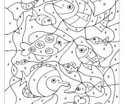 Coloriage Magique ce1 poissons facile