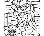 Coloriage Magique CE1 vache addition &agrave; trous