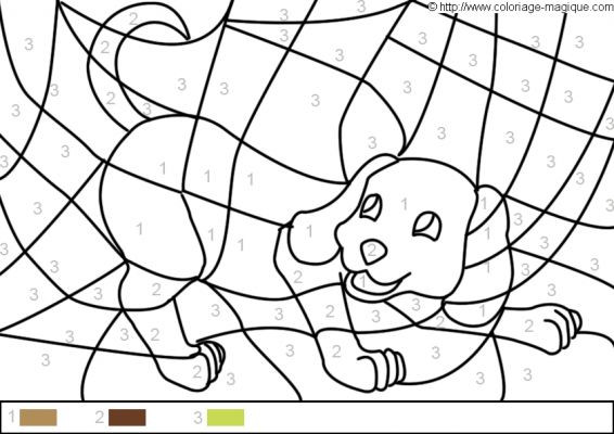 Coloriage Magique Chien Facile Dessin Gratuit à Imprimer