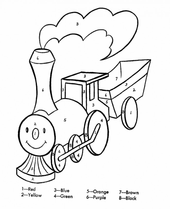 Coloriage Magique Facile Le Train dessin gratuit à imprimer