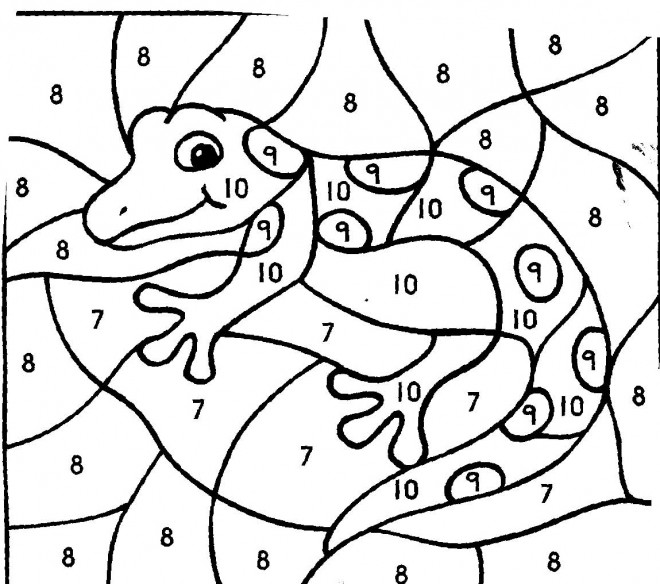 Coloriage Magique Lézard En Chiffre Dessin Gratuit à Imprimer